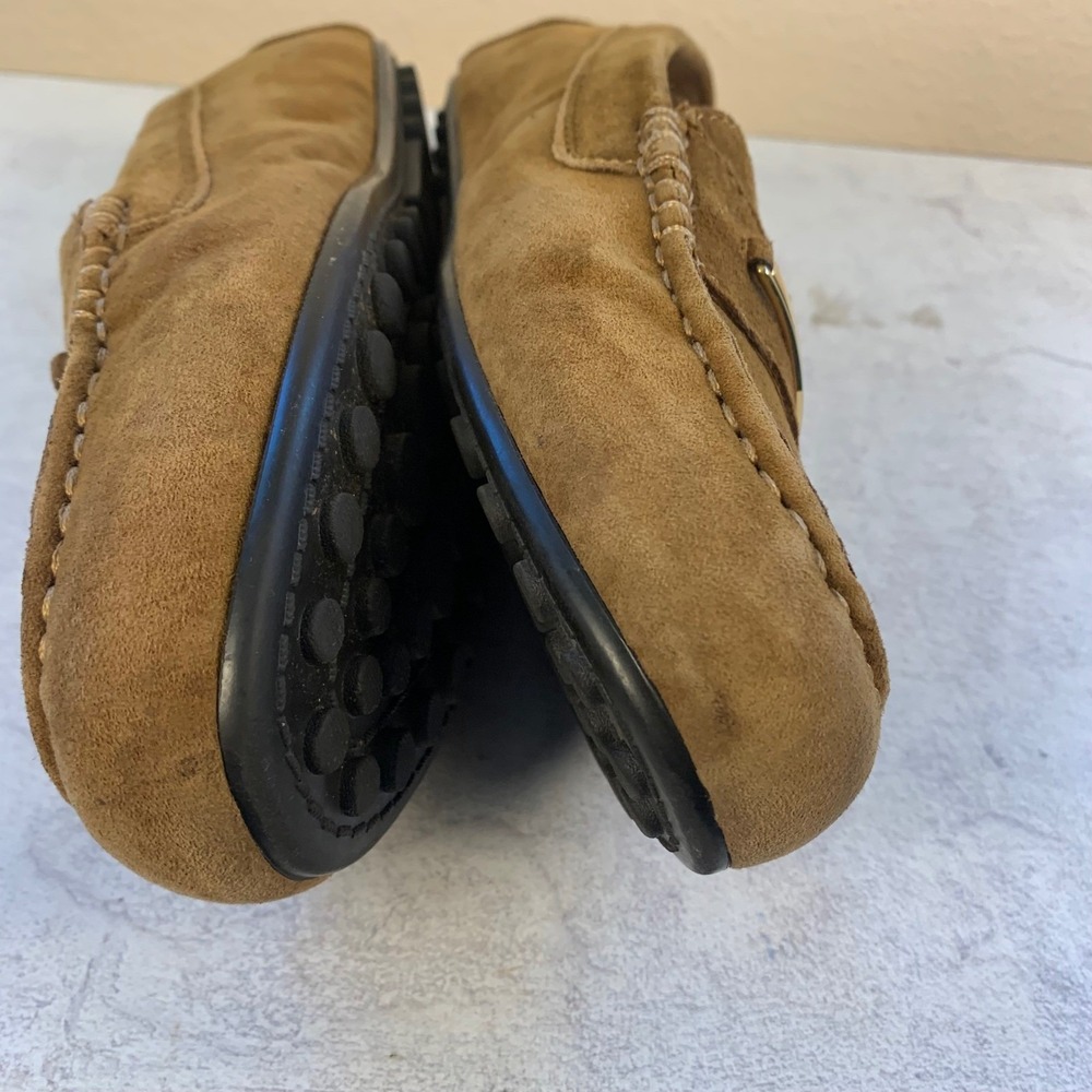 Vionic Ashby 10 Women's Loafers Tan Brown Suede Gold Bar Driving Moccasins - Picture 12 of 14